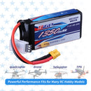 7.4V 2S RC Lipo Battery 20C 1350mAh with XT30 Plug for RC Airplane Racing 2 Packs (Buy One Get Two)
