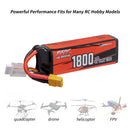【Sunpadow】14.8V 4S Lipo Battery 1800mAh 130C Soft Pack with XT60 Connector for RC FPV