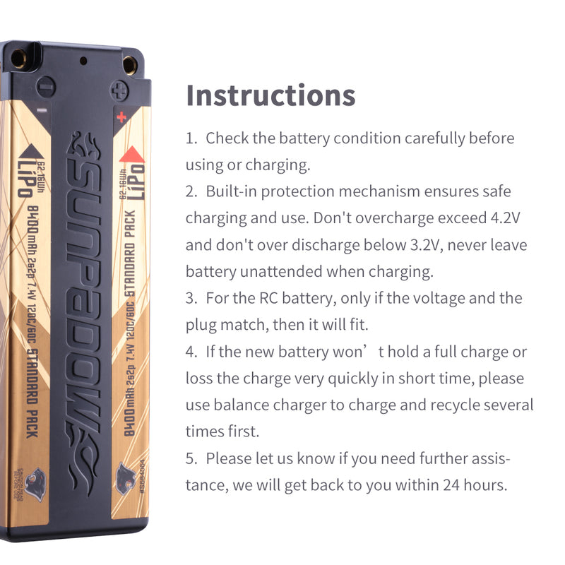 SUNPADOW Competition Lipo Battery 8400mAh-7.4V-2S2P competition-grade battery specially developed for competitions that require a continuous high-discharge platform