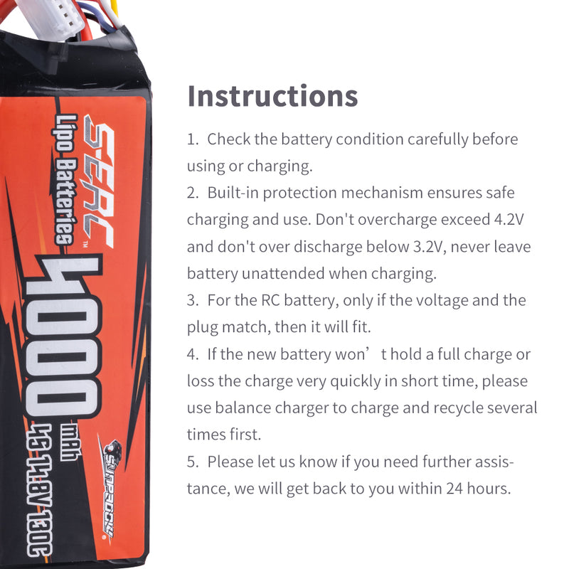 【Sunpadow】2x 4S lipo battery 4000mAh 130C with XT60 for RC Trucks RC Boat RC Car Drone Helicopter Desert Hobby