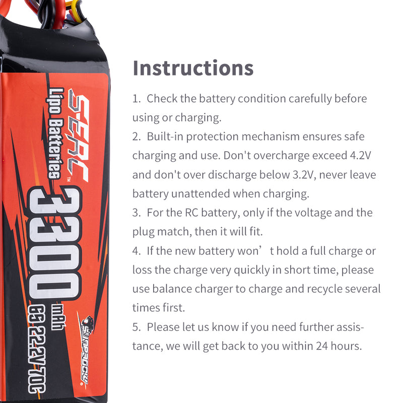 【Sunpadow】6S lipo battery 3300mAh 70C XT60 Plug for RC Car Truck Vehicle Buggy Hobby