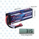 2S Lipo Battery 7.4V 7100mAh 70C Hard Case with Deans T Plug for RC Truck Hobby