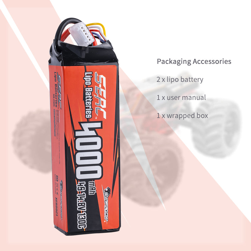 【Sunpadow】2x 4S lipo battery 4000mAh 130C with XT60 for RC Trucks RC Boat RC Car Drone Helicopter Desert Hobby