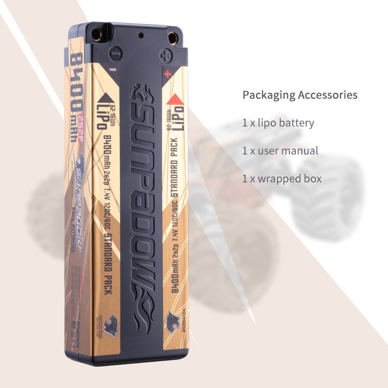 SUNPADOW Competition Lipo Battery 8400mAh-7.4V-2S2P competition-grade battery specially developed for competitions that require a continuous high-discharge platform