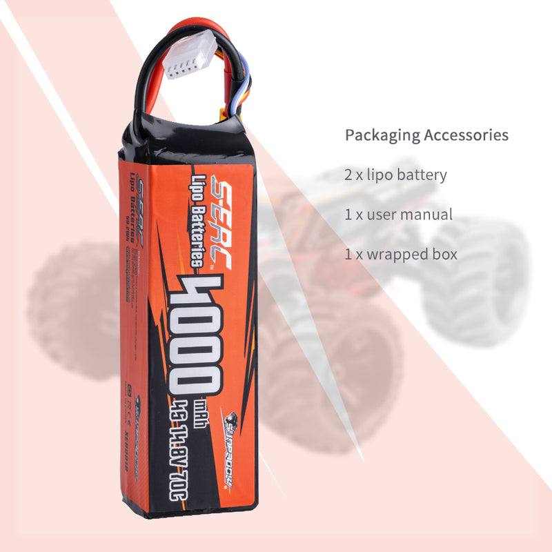 【Sunpadow】2pcs 4S lipo battery 4000mAh 70C with XT60 Plug for RC Car Trucks RC Boat tank traxxas vehicle Hobby