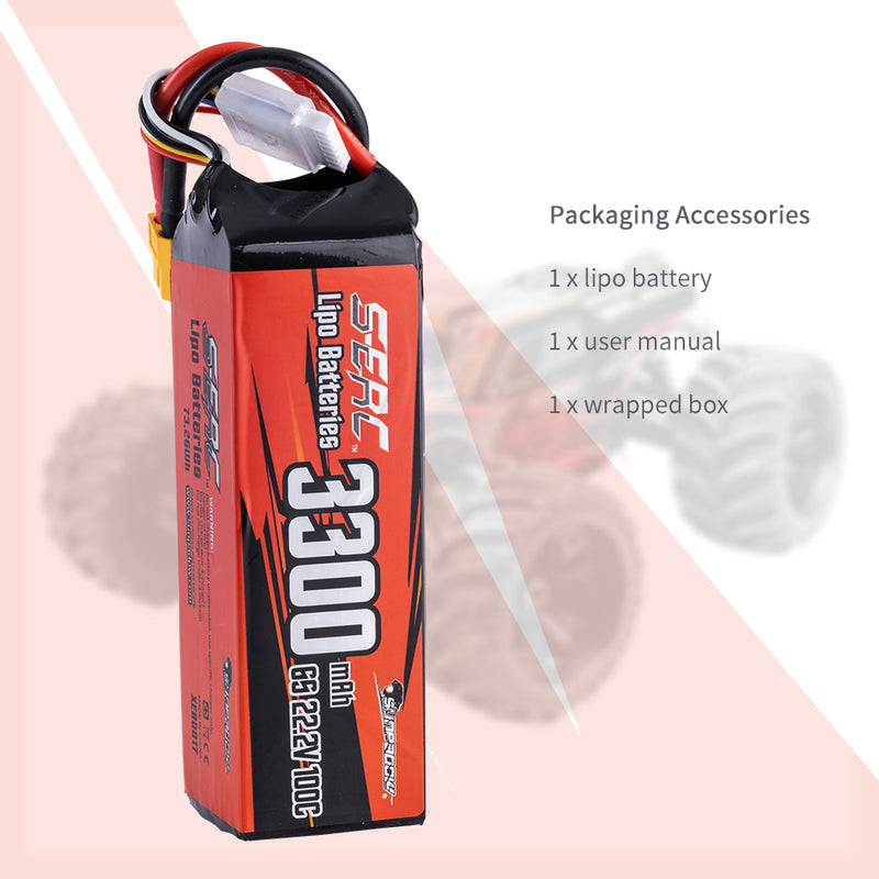 【Sunpadow】6S lipo battery 3300mAh 100C with XT60 Plug for RC Car Vehicle RC Boat RC Trucks RC truggy