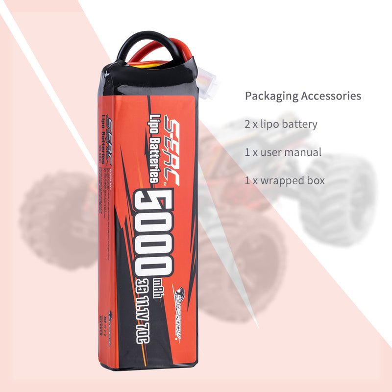 【Sunpadow】2x 3S lipo battery 5000mAh 70C EC5 Plug for RC Car Trucks traxxas Drone Helicopter RC tank