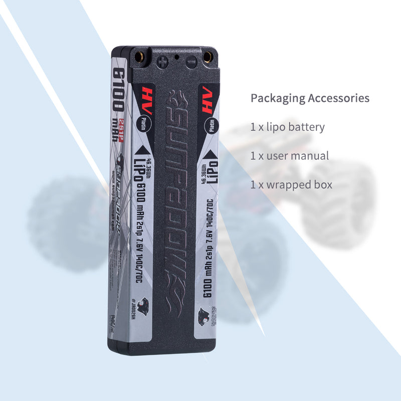 2024 Sunpadow HV Series Lipo Battery 6100mAh 7.6V 2S1P 140C with 4mm Bullet for RC Car Play