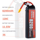 【Sunpadow】3S lipo battery 11.55V 8200mAh 120C XT60 Plug for RC Car Truck Vehicle Buggy Hobby