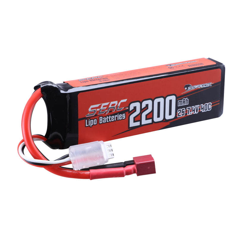 【Sunpadow】2pcs 2S Lipo Battery 7.4V 2200mAh 40C Soft Pack with Deans T Plug for RC Car Hobby