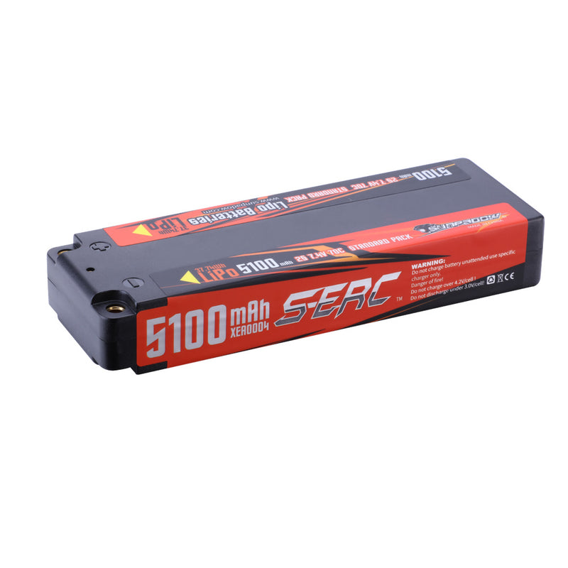 【Sunpadow】 2S Lipo Battery 7.4V 5100mAh 70C Hard Case for RC TruggyTank Racing Hobby