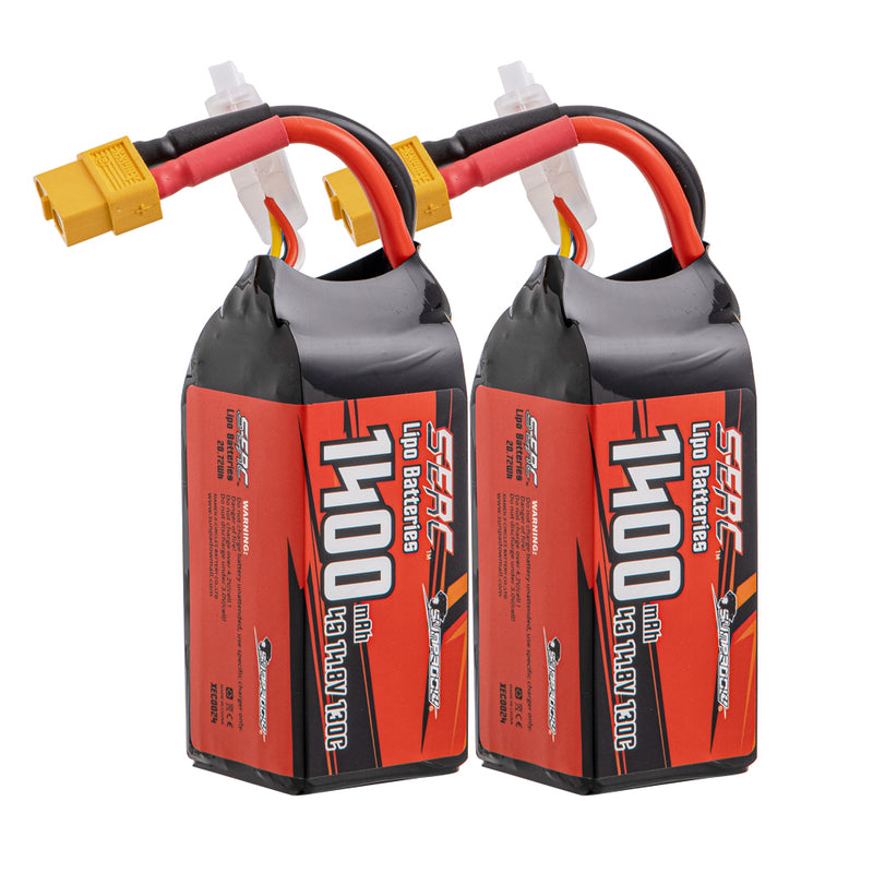 【Sunpadow】 4S 14.8V Lipo Battery 1400mAh 130C Soft Pack with XT60 Plug for RC Helicopter