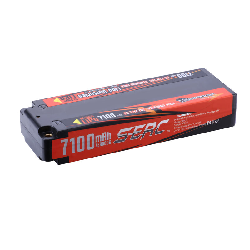 【Sunpadow】 7.4V 2S Lipo Battery 70C 7100mAh Hard Case with 4mm Bullet for RC Buggy Hobby