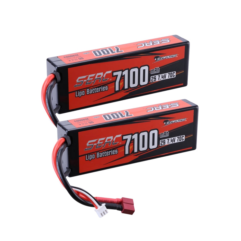 【Sunpadow】2S Lipo Battery 7.4V 7100mAh 70C Hard Case with Deans T Plug for RC Truck Hobby