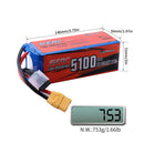 【Sunpadow】6S RC Lipo Battery 22.2V 60C 5100mAh with XT90 Plug for RC Drone Racing