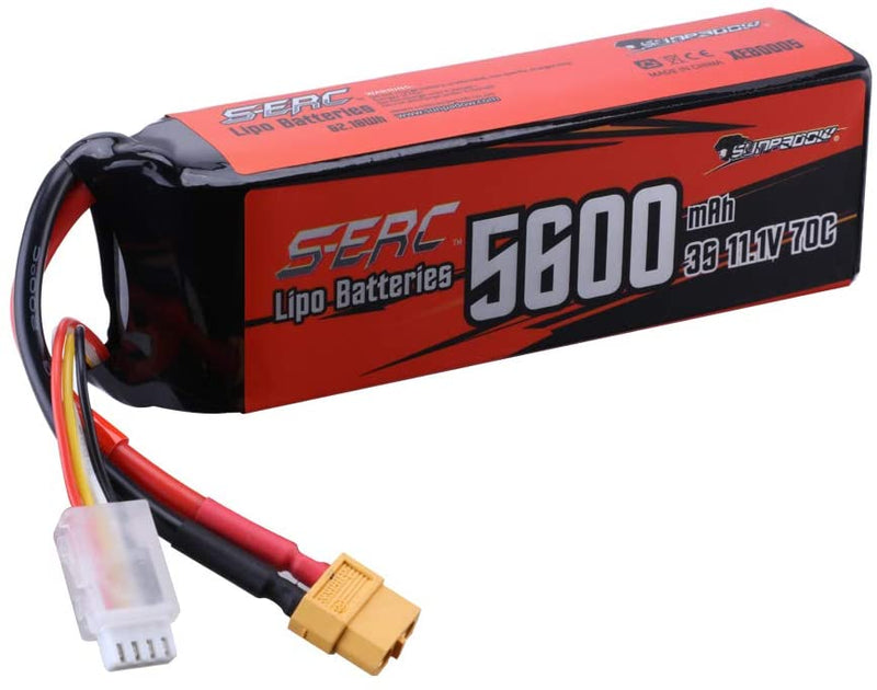 Sunpadow 11.1V 3S LiPo Battery 5600mAh 70C with XT60 Connector Soft P