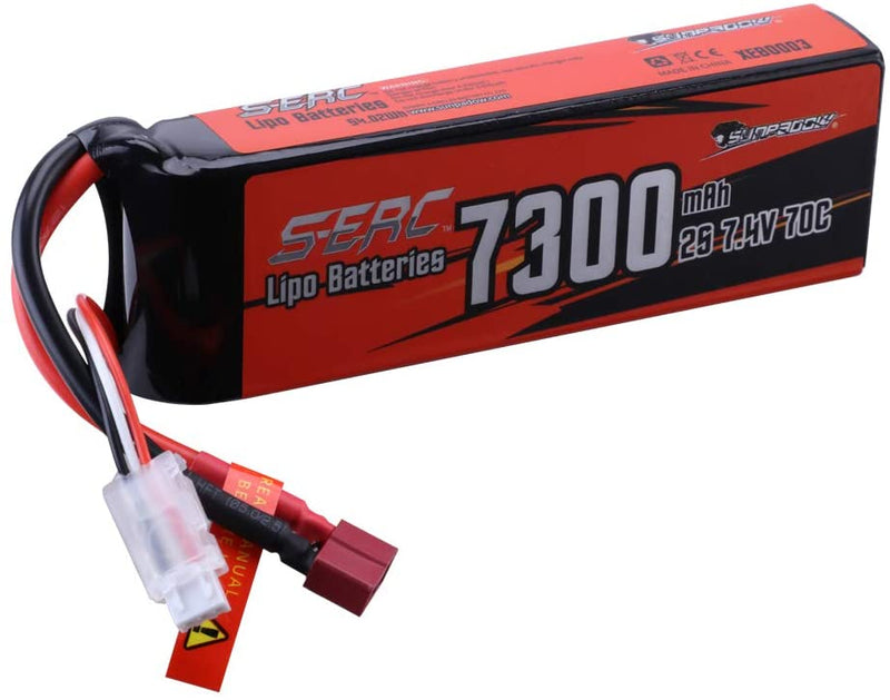 【Sunpadow】2S 7.4V Lipo Battery 7300mAh 70C Soft Pack with Deans T Plug for RC Vehicles Hobby