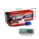 【Sunpadow】 2pcs 4S 14.8V 5300mAh 100C Lipo Battery EC5 Plug for RC Car Plane DJI Truck Tank Buggy Racing Boat Models