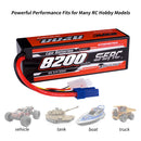 【Sunpadow】 3S 11.1V Lipo Battery 100C 8200mAh EC5 Plug  for RC Car Plane DJI Truck Tank Buggy Racing Boat Models