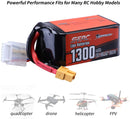 【Sunpadow】 6S 22.2V Lipo Battery 1300mAh 120C Soft Pack with XT60 Connector for FPV 2 Packs (Buy One Get Two)