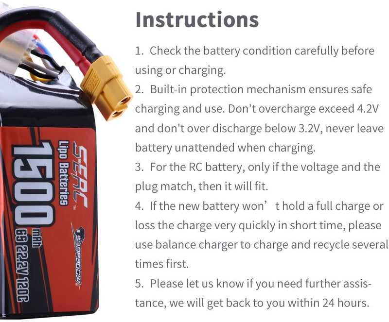 【Sunpadow】 6S 22.2V Lipo Battery 1500mAh 120C Soft Pack with XT60 for RC FPV Racing 2 Packs (Buy One Get Two)