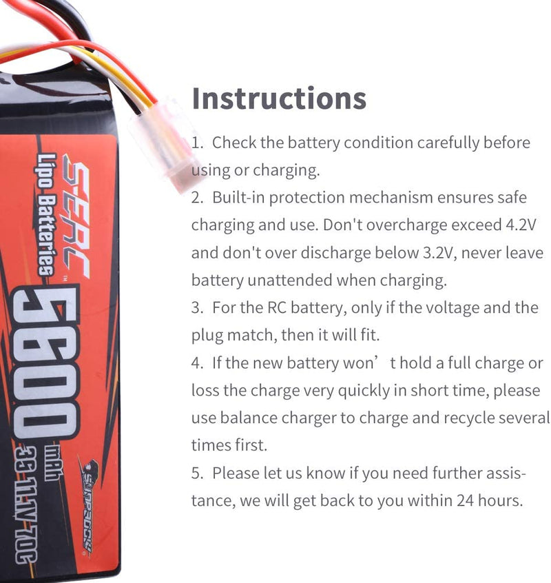 【Sunpadow】11.1V 3S LiPo Battery 5600mAh 70C with XT60 Connector Soft Pack for RC Car RC Truck