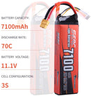 【Sunpadow】3S RC Lipo Battery 11.1V 70C 7100mAh Soft Pack with XT60 Connector