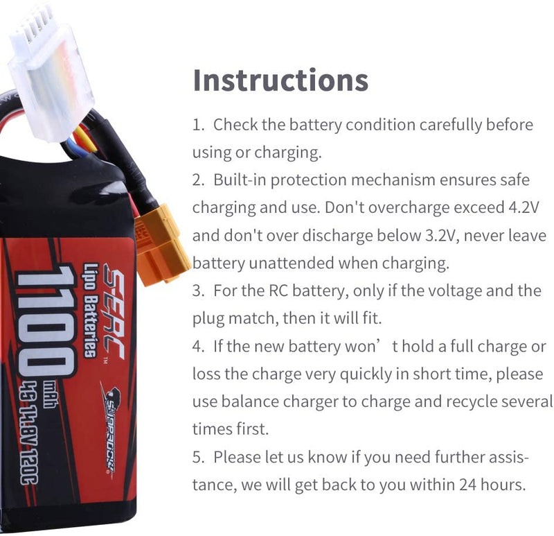 【Sunpadow】 4S Lipo Battery 14.8V 1100mAh 120C Soft Pack with XT60 Plug for RC Drone 2 Packs