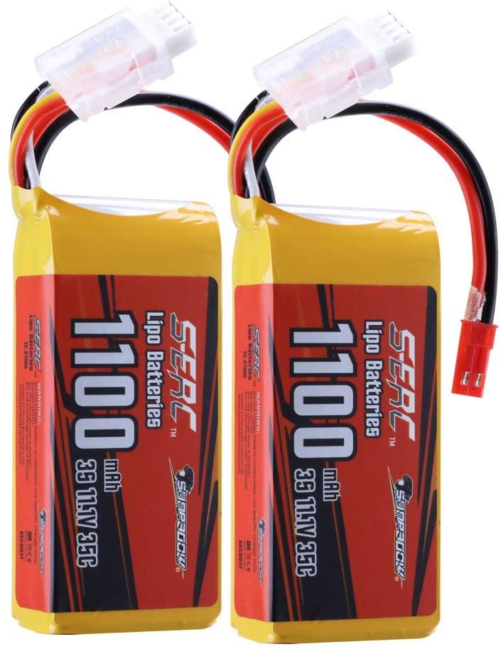 【Sunpadow】11.1V 3S RC Lipo Battery 35C 1100mAh with JST Plug for RC Drone Racing (2 Units/Pack)
