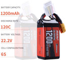 【Sunpadow】6S 22.2V Lipo Battery 1200mAh 120C Soft Pack with XT60 for RC Airplane 2 Packs (Buy One Get Two)