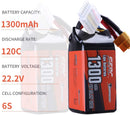 【Sunpadow】 6S 22.2V Lipo Battery 1300mAh 120C Soft Pack with XT60 Connector for FPV 2 Packs (Buy One Get Two)