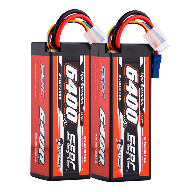 【Sunpadow】 2pcs  4S 14.8V 6400mAh 100C Lipo Battery EC5 Plug for RC Car Plane DJI Truck Tank Buggy Racing Boat Models