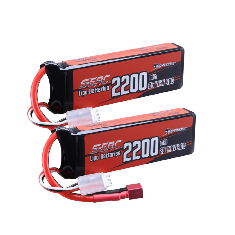 【Sunpadow】2pcs 2S Lipo Battery 7.4V 2200mAh 40C Soft Pack with Deans T Plug for RC Car Hobby